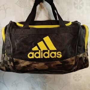 Adidas Camo and Yellow Duffel Bag